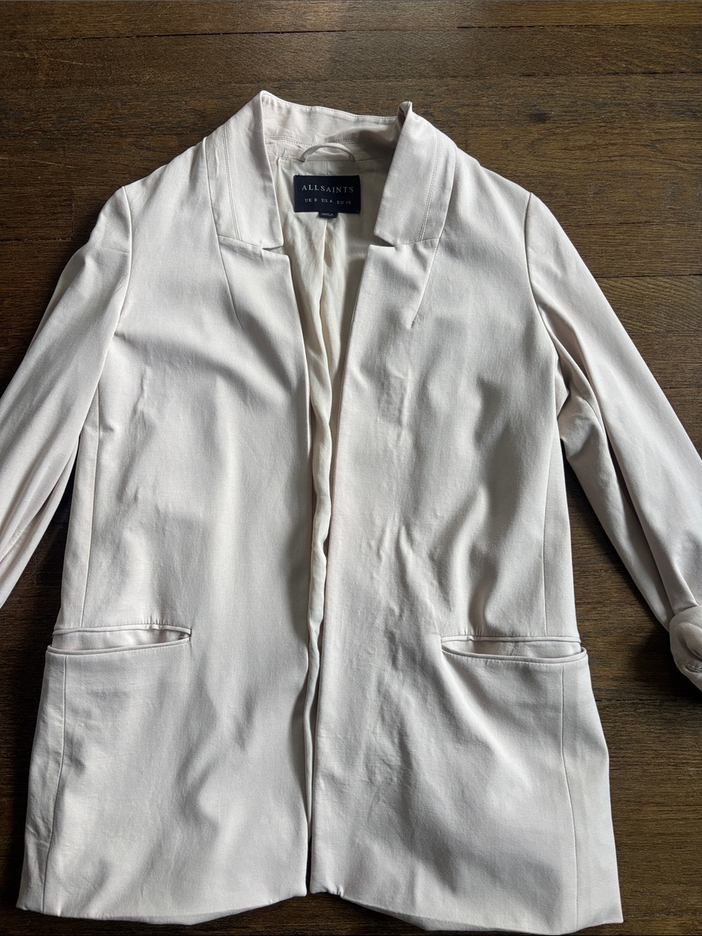 AllSaints Women's Pale Blush Open-Front Blazer
